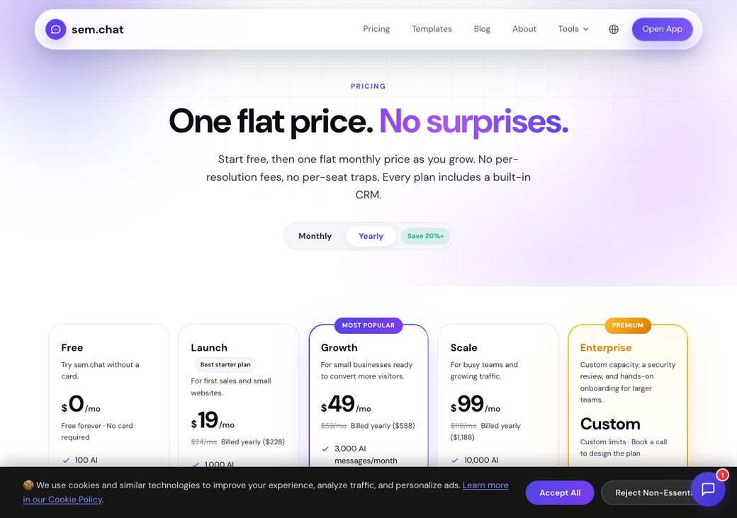 CRMsoftware.pro pricing page showing flat monthly tiers