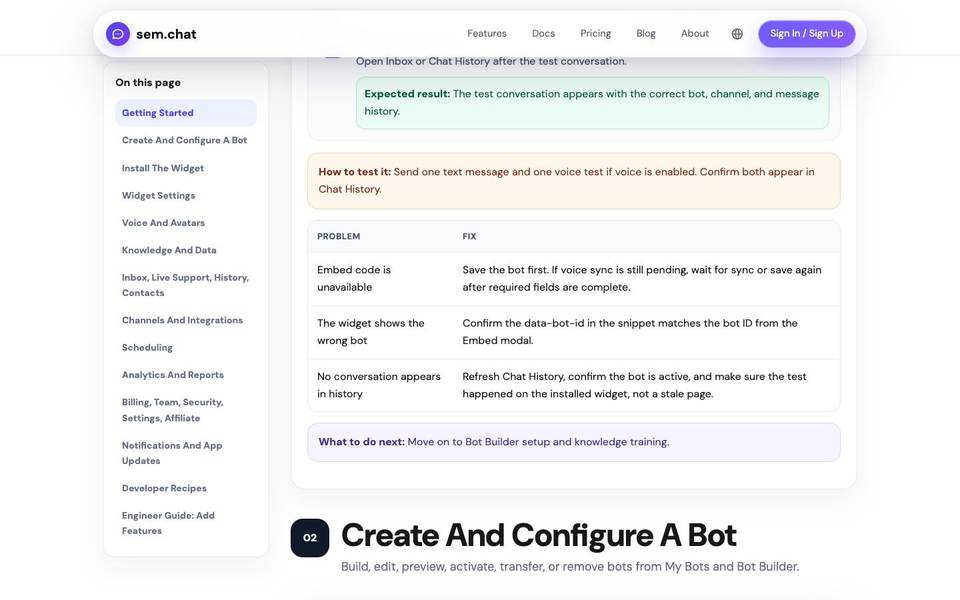 CRMsoftware.pro bot builder documentation screenshot
