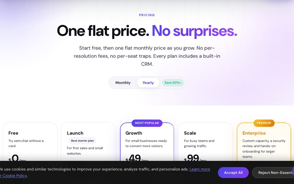 CRMsoftware.pro pricing page showing flat monthly tiers